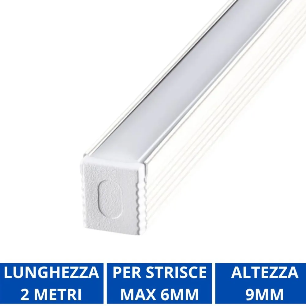 Strisce Led-Ideal Lux Profilo alto 2mt per strisce led max 6mm bianco con diffusore