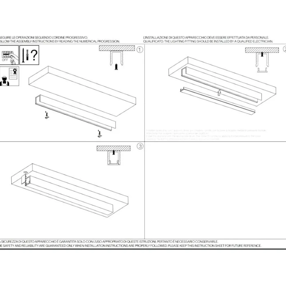 Strisce Led-Ideal Lux Profilo alto 2mt per strisce led max 6mm bianco con diffusore