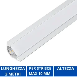 Strisce Led-Gea Luce Profilo anfolare avana 2mt bianco per strisce led max 10mm