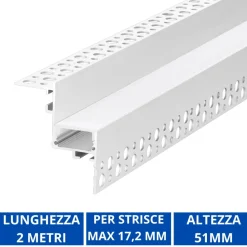 Strisce Led-Ideal Lux Profilo angolare da incasso 2mt per strisce led max 17mm