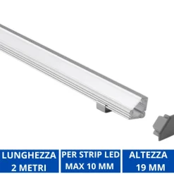 Strisce Led-Gea Luce Profilo angolare grigio 2mt per strip led max 10mm skub