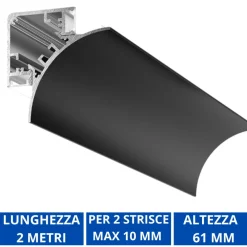 Strisce Led-Gea Luce Profilo angolare 2mt nero lubiana c per n2 strip led max 10mm