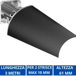 Strisce Led-Gea Luce Profilo angolare 3mt nero lubiana c per n2 strisce led max 10mm