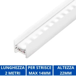 Strisce Led-Ideal Lux Profilo bianco alto per strisce led max 14mm