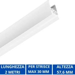 Strisce Led-Gea Luce Profilo bianco 2mt plafone rabat per max strip led 30mm
