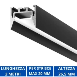Strisce Led-Gea Luce Profilo bucarest g nero 2mt per strisce led max 20mm