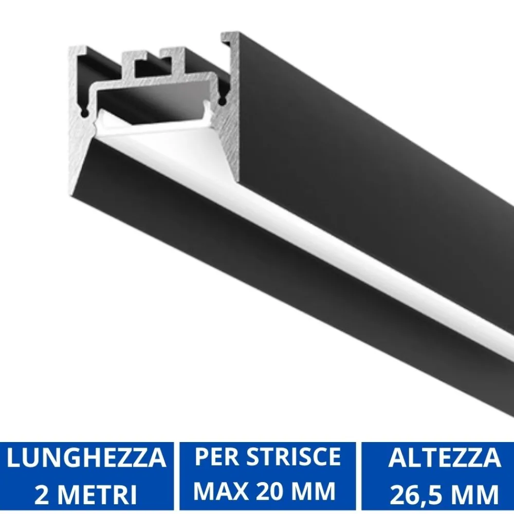 Strisce Led-Gea Luce Profilo bucarest g nero 2mt per strisce led max 20mm