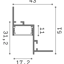 Strisce Led-Ideal Lux Profilo da incasso angolare 3mt per strisce led max 17mm