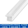 Strisce Led-Ideal Lux Profilo da incasso 2mt bianco per strisce led max 6mm