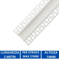 Strisce Led-Ideal Lux Profilo da incasso 2mt in alluminio per strip led max 21mm