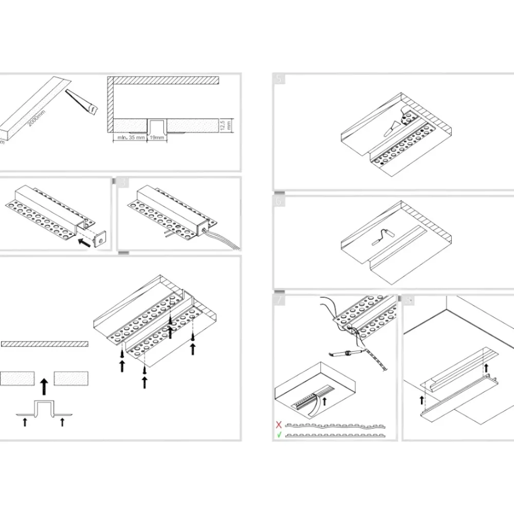 Strisce Led-Gea Luce Profilo da incasso 2mt per strip led max 10mm gea jeppe f