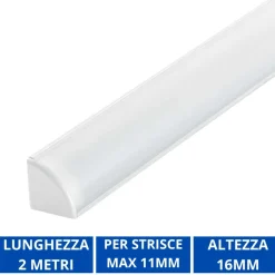 Strisce Led-Ideal Lux Profilo 2mt angolare lineare bianco per strisce led max 11mm