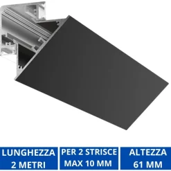 Strisce Led-Gea Luce Profilo 2mt angolare nero lubiana d per n2 strip led max 10mm