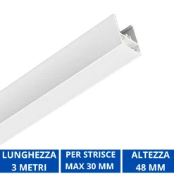 Strisce Led-Gea Luce Profilo 3mt brasilia bianco plafone per strip led max 30mm