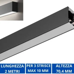 Strisce Led-Gea Luce Profilo 2mt nero biemissione tirana per n3 strip led max 10mm