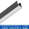 Strisce Led-Gea Luce Profilo 3mt nero brasilia plafone per max 3 strip led 10mm