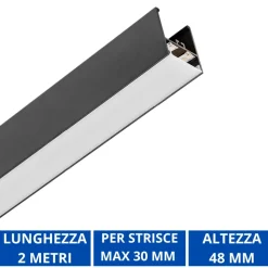 Strisce Led-Gea Luce Profilo 2mt plafone nero brasilia per strisce led max 30mm