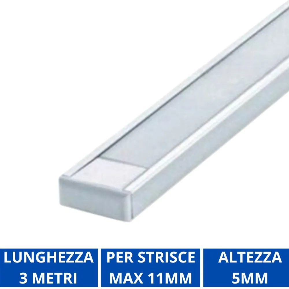 Strisce Led-Ideal Lux Profilo piatto 3mt alluminio per strisce led max 11mm