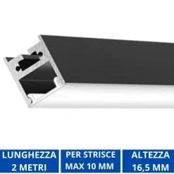 Strisce Led-Gea Luce Profilo plafone bled g 2mt nero per strip led max 10mm
