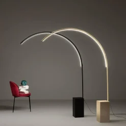 Lampade Da Terra-Ondaluce Pt biblio piantana ad arco design led 3000k oro dimmerabile