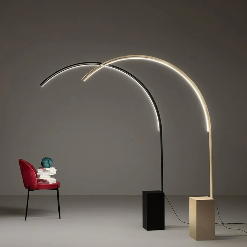 Lampade Da Terra-Ondaluce Pt biblio piantana ad arco design led 3000k oro dimmerabile