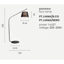 Lampade Da Terra-Ondaluce Pt liana lampada ad arco nera design per salotto moderno