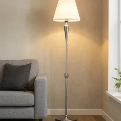 Lampade Da Terra-Ondaluce Pt villa piantana lampada da terra cromo dettagli vetro paralume tessuto