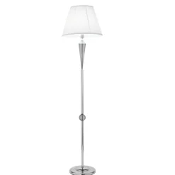 Lampade Da Terra-Ondaluce Pt villa piantana lampada da terra cromo dettagli vetro paralume tessuto
