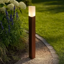 Lampioni Da Giardino-Ideal Lux Pulsar pt1 paletto per esterno giardino ip44 marrone corten