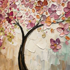 Quadri Moderni-Selezionato da Mazzolaluce Quadro albero in fiore dipinto 140x70 su tela a mano con cornice