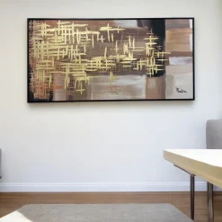 Quadri Moderni-Selezionato da Mazzolaluce Quadro astratto gioco dorato 120x60 per soggiorno