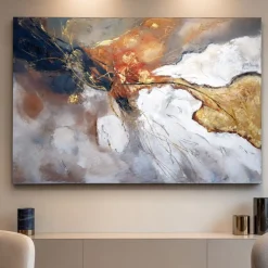 Quadri Moderni-Selezionato da Mazzolaluce Quadro astratto moderno connessioni oro 80x120 cm dipinto su tela materico