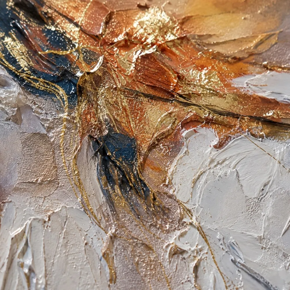 Quadri Moderni-Selezionato da Mazzolaluce Quadro astratto moderno connessioni oro 80x120 cm dipinto su tela materico