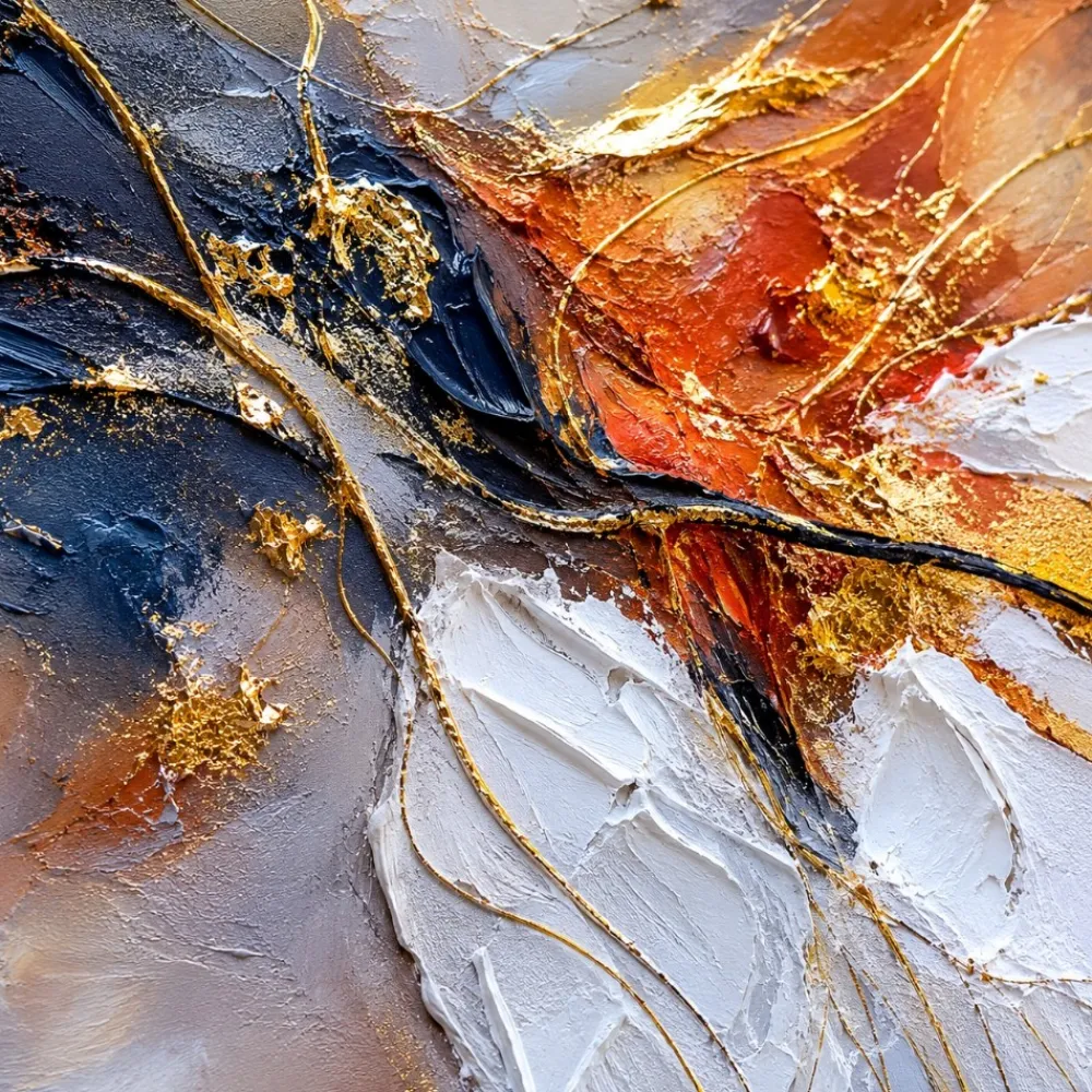 Quadri Moderni-Selezionato da Mazzolaluce Quadro astratto moderno connessioni oro 80x120 cm dipinto su tela materico