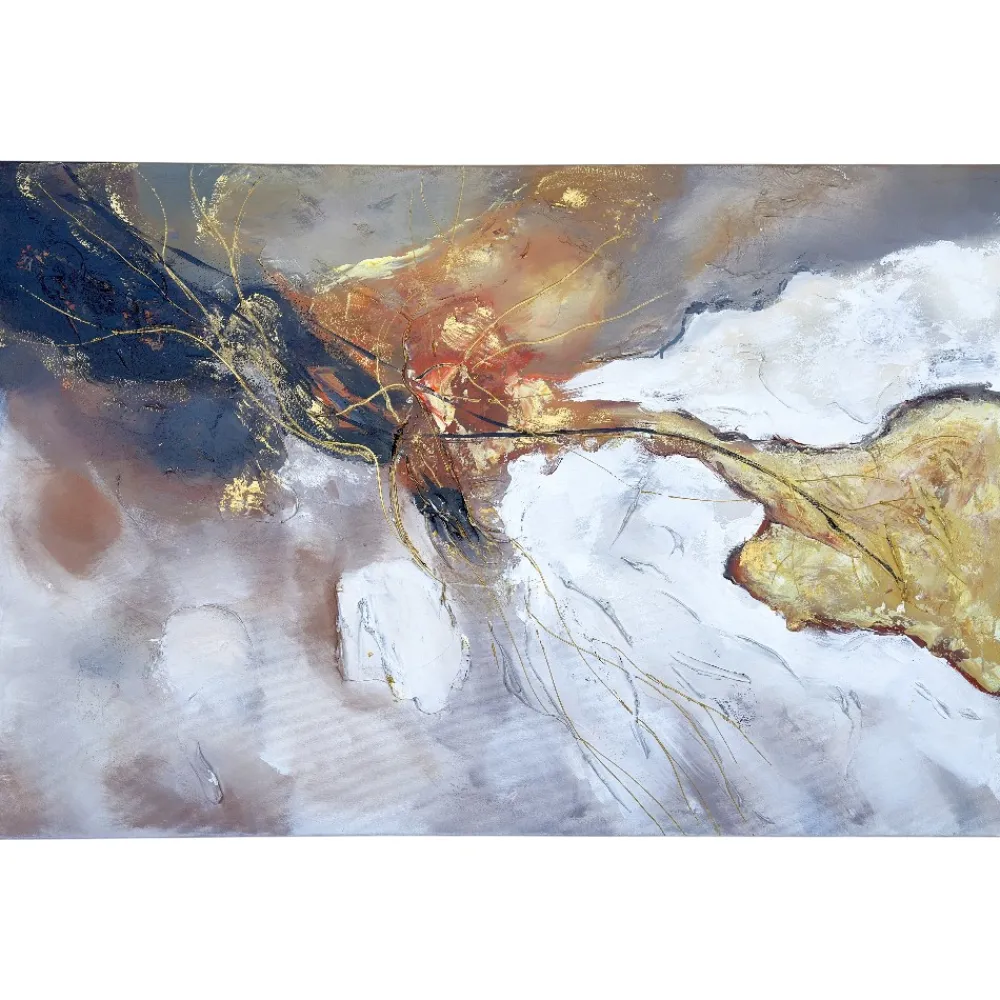 Quadri Moderni-Selezionato da Mazzolaluce Quadro astratto moderno connessioni oro 80x120 cm dipinto su tela materico