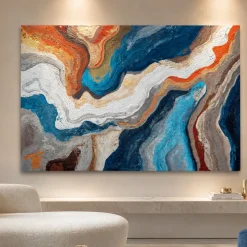 Quadri Moderni-Selezionato da Mazzolaluce Quadro astratto moderno onde di colore 100x150 cm dipinto materico a rilievo per soggiorno
