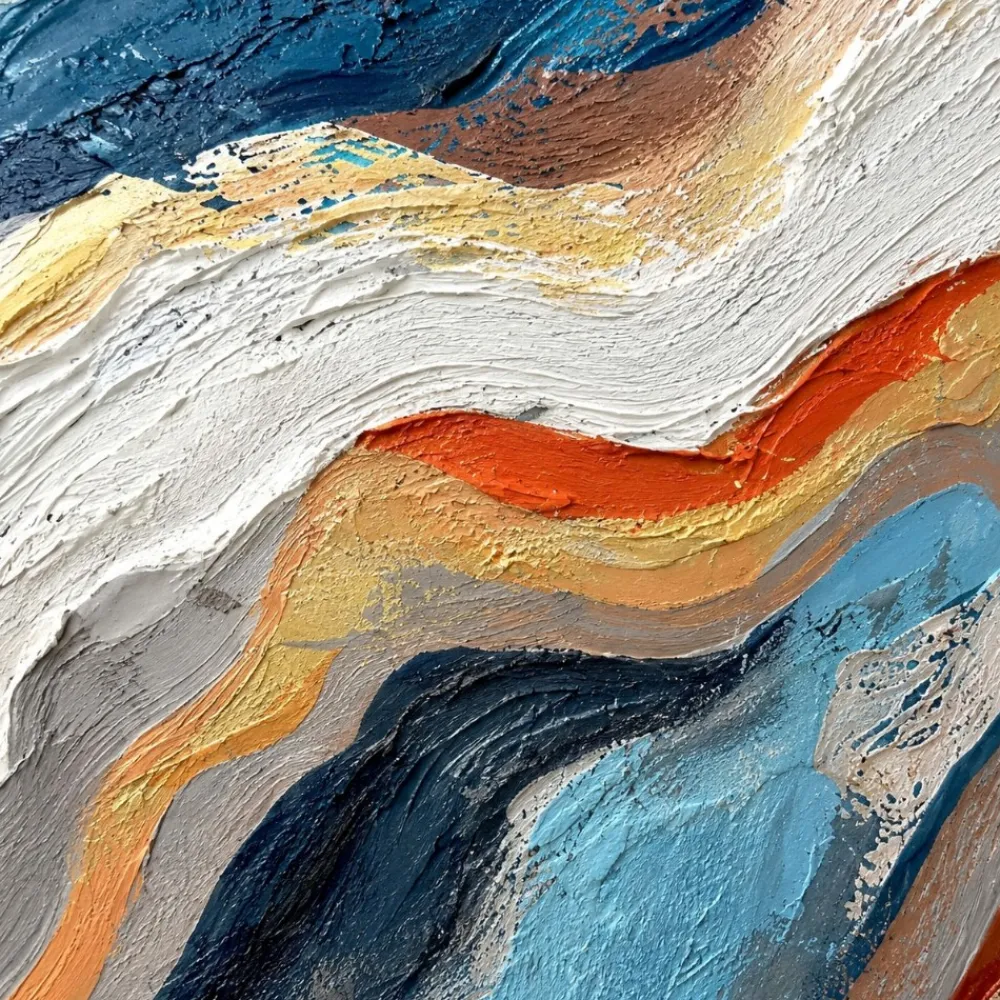 Quadri Moderni-Selezionato da Mazzolaluce Quadro astratto moderno onde di colore 100x150 cm dipinto materico a rilievo per soggiorno