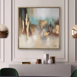 Quadri Moderni-Selezionato da Mazzolaluce Quadro astratto moderno oro 100x100 per soggiorno
