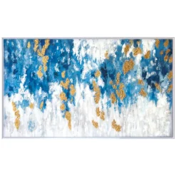 Quadri Moderni-Selezionato da Mazzolaluce Quadro astratto moderno 122x72 azzurro bianco oro per soggiorno