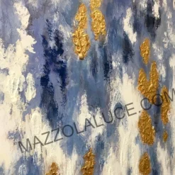 Quadri Moderni-Selezionato da Mazzolaluce Quadro astratto moderno 122x72 azzurro bianco oro per soggiorno