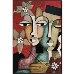 Quadri Moderni-Selezionato da Mazzolaluce Quadro astratto multicolore coppia donne 80x120 cm con cornice