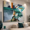 Quadri Moderni-Selezionato da Mazzolaluce Quadro astratto rotte turchesi 100x150 cm moderno dipinto materico a rilievo