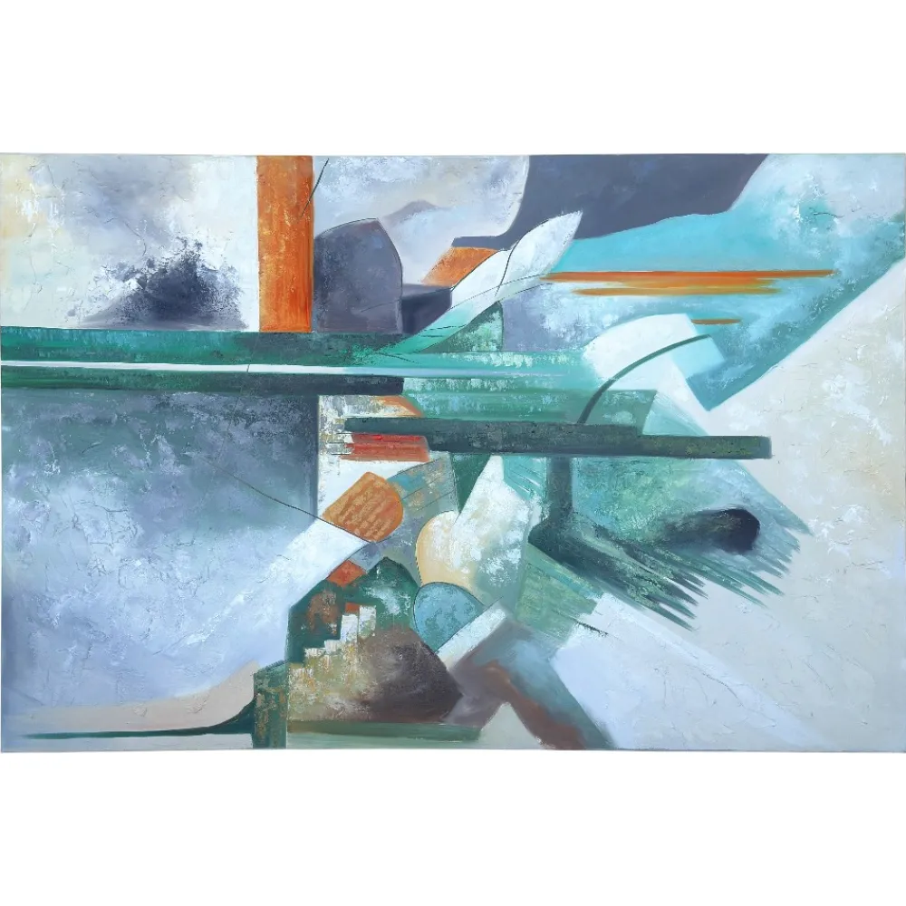 Quadri Moderni-Selezionato da Mazzolaluce Quadro astratto rotte turchesi 100x150 cm moderno dipinto materico a rilievo