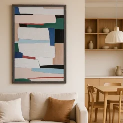 Quadri Moderni-Selezionato da Mazzolaluce Quadro astratto su tela 60x120 verticale cornice legno nero