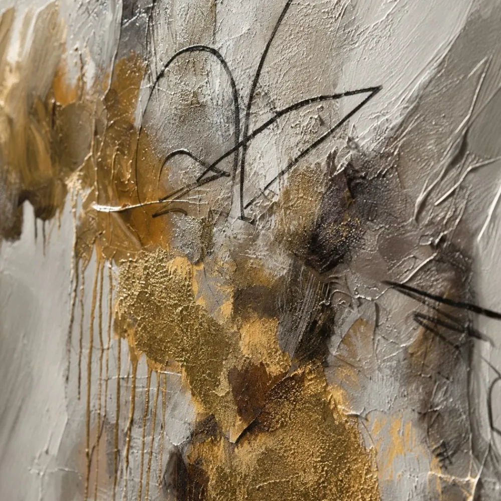 Quadri Moderni-Selezionato da Mazzolaluce Quadro astratto 80x120 cm grigio e oro cornice grigia