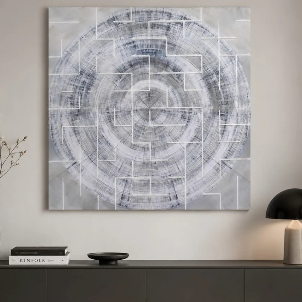 Quadri Moderni-Selezionato da Mazzolaluce Quadro astratto 100x100 dipinto azzurro grigio per soggiorno