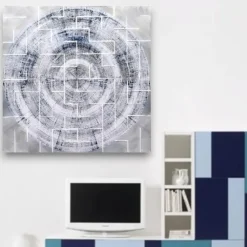 Quadri Moderni-Selezionato da Mazzolaluce Quadro astratto 100x100 dipinto azzurro grigio per soggiorno