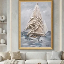 Quadri Moderni-Selezionato da Mazzolaluce Quadro barca a vela a rilievo cornice oro 68x98