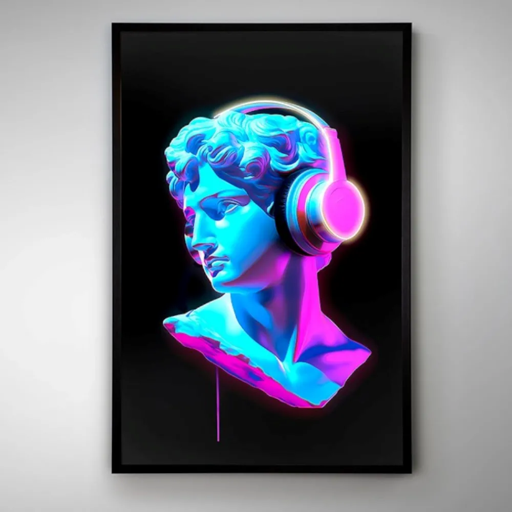 Quadri Moderni-Selezionato da Mazzolaluce Quadro busto con cuffie moderno luminoso led 120x80 cm
