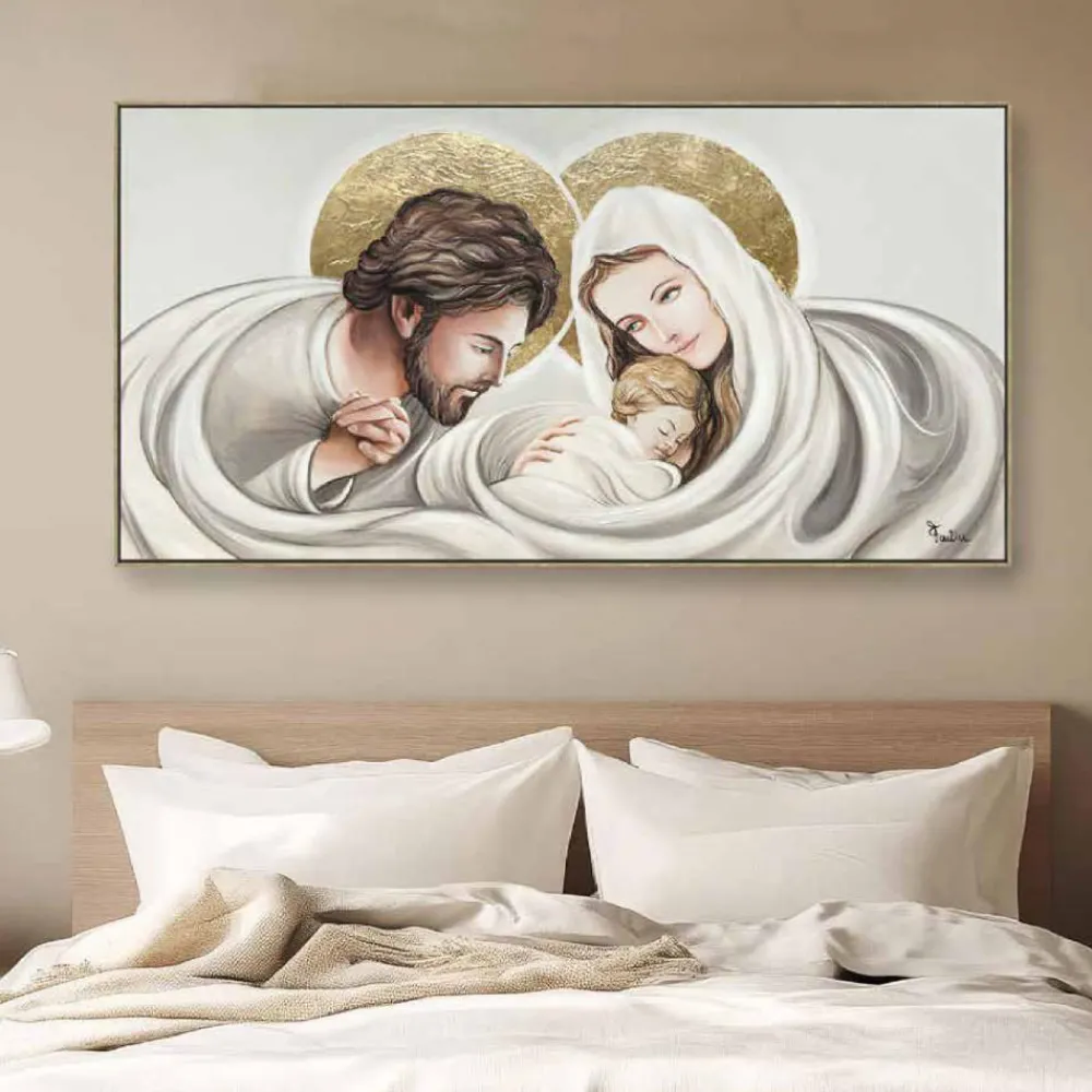 Capezzali-Selezionato da Mazzolaluce Quadro capezzale sacra famiglia per camera da letto 140x70 cm